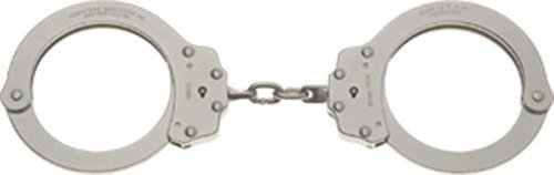 Peerless Handcuff Company, Oversize Chain Link Handcuffs, Nickel Finish