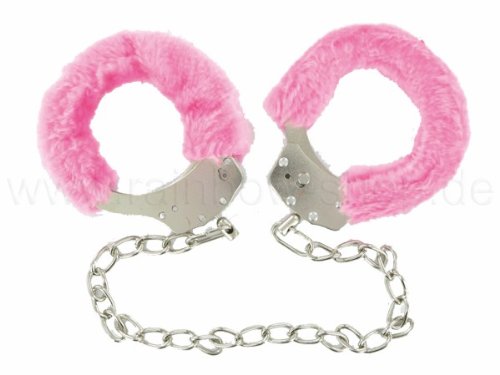 Fußschellen lange Fußfesseln Handschellen Plüsch Karneval Fasching + 2 Schlüssel (Pink)