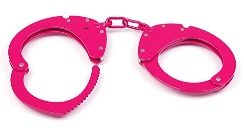 CLEJUSO Handschellen mit Kette, Edelstahl rostfrei, Modell Nr. 12A pink