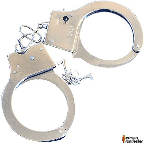 German Trendseller® – Handschellen aus Metall mit Kette ┃ inkl. 2 x Schlüssel ┃ Polizei Handschellen