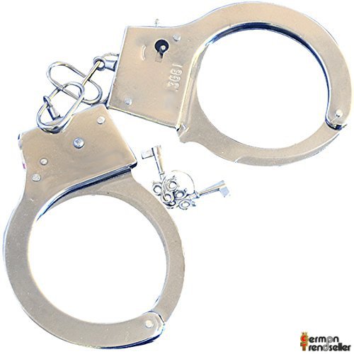 German Trendseller® – Handschellen aus Metall mit Kette ┃ inkl. 2 x Schlüssel ┃ Polizei Handschellen
