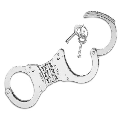 Professionelle Handschellen Handcuffs mit Gelenk inkl. 2 Schlüssel – vernickelt – Profiqualität für den professionellen Gebrauch