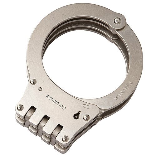 Oversized Steel Hinged Handcuffs (Nickel) by Safariland Restraints