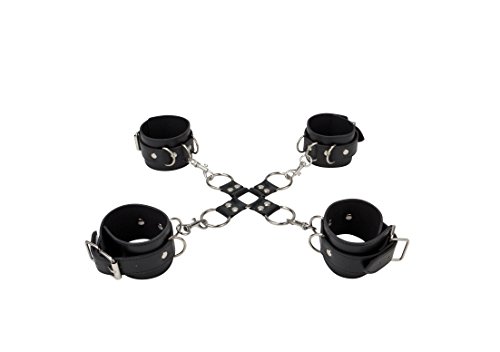 Ouch! Leather Hand and Leg Cuffs - Hand- und Fußschellen aus Leder (2 Paar) - schwarz - 2