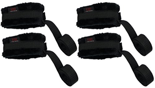 Bondage Bettfessel - Set plüsch Handfesseln + Fußfesseln schwarz (Bett fessel set Bettfesselset) - 4