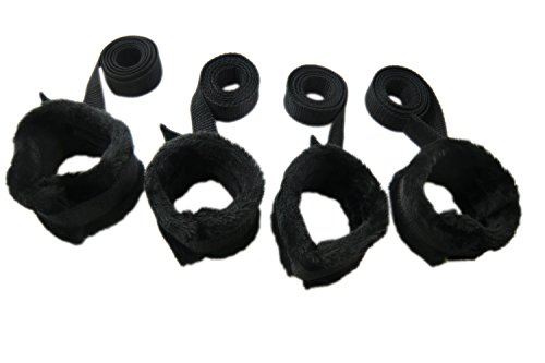 Bondage Bettfessel - Set plüsch Handfesseln + Fußfesseln schwarz (Bett fessel set Bettfesselset) - 3