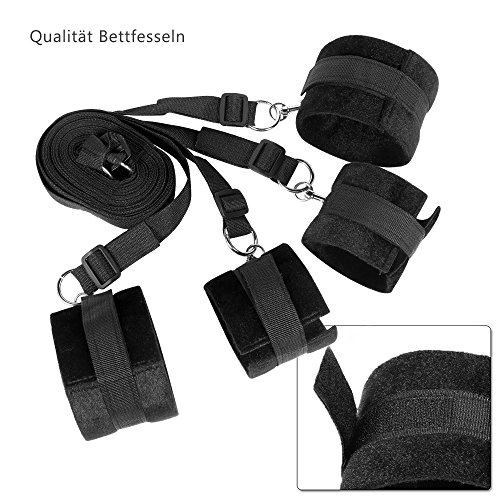 Fesseln Bondage mit Augenbinde und Federkitzler, Bettfesseln Set Hands chellen fesseln für Fesselset Liebhaber(3 Satz) - 3