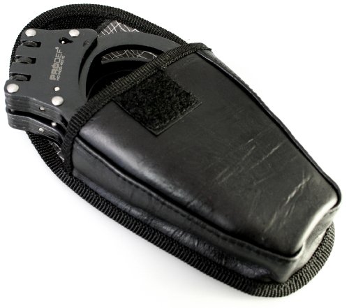 PRODEF® Handschelle mit Breitscharnier, Mod. 40110-B, gehärteter Stahl, matt-schwarz (gun-metall-finish), inkl. Holster - 3